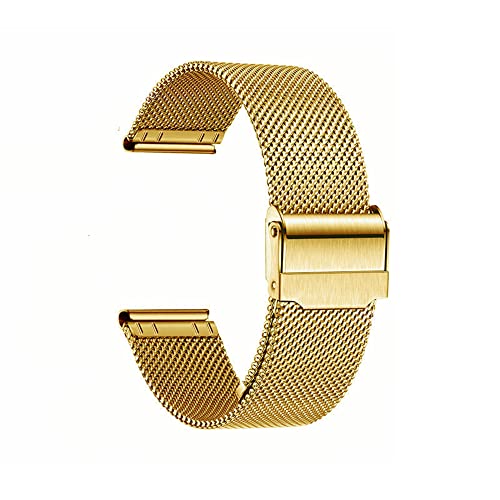 Metallarmband für Herrenuhren, Smartwatch-Armband, Uhr, Handgelenkband, Edelstahl-Mesh-Uhrenarmband for Männer und Frauen, verstellbare Länge: 12 mm, 14 mm, 16 mm, 18 mm, 20 mm ( Color : Golden-18mm ) von YHOGUI