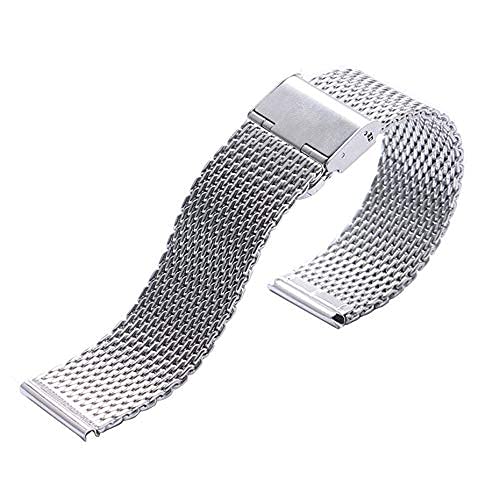 Metallarmband für Herrenuhren, Uhrenarmband, 20 mm/22 mm Breite, silberfarbenes Mesh-Edelstahl-Uhrenarmband, Hakenschnalle, Ersatzarmband for Uhren (Farbe: Silber, Größe: 22 mm) ( Color : Silver , Siz von YHOGUI