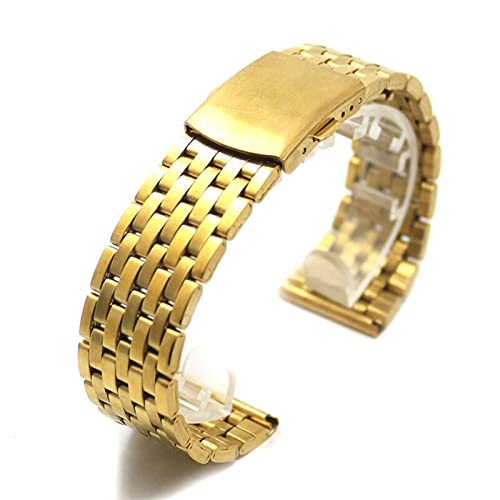 YHOGUI Metallarmband für Herrenuhren, Uhr 18mm 20mm 22mm Armband Gold Eisen Metall Uhr Faltschließe Schnalle Armband for Herren Damenuhren (Größe: 20mm) von YHOGUI