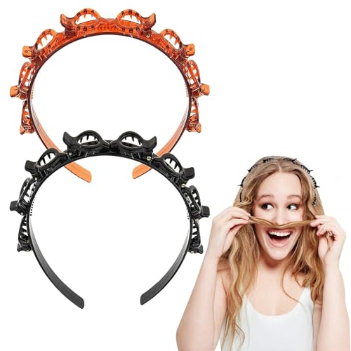 2 Stück Doppel-Pony-Haarnadel, Zahnkamm, Haarreifen mit Clips, Haarnadel-Haarbänder, doppellagiges gedrehtes Zopf-Stirnband, Twist-und-Clip-Stirnband, Haarnadel-Haarband für Frauen und Mädchen 2 Stück Doppel-Pony-Haarnadel, Zahnkamm, Haarreifen mit Clips, Haarnadel-Haarbänder, doppellagiges gedrehtes Zopf-Stirnband, Twist-und-Clip-Stirnband, Haarnadel-Haarband für Frauen und Mädchen von YHQZ