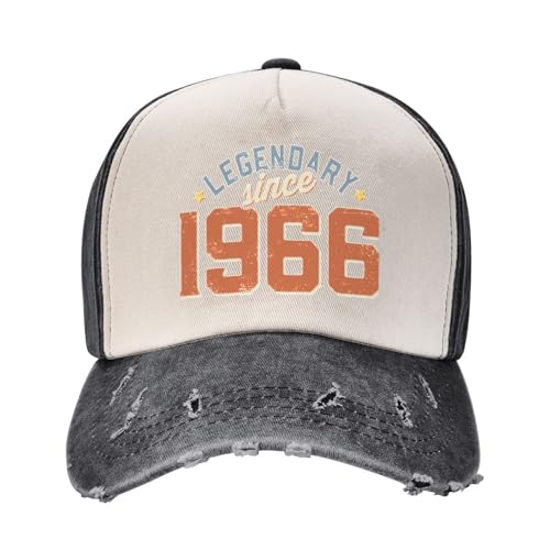 YHRYHYM Distressed Denim Baseballkappe Jahrgang 1966 Geburtsjahr Limited Edition 56 Jahre alt Geschenk Baseballkappe Hut Strandhut Damen Strandvisier Herren Klassische Mode Retro Kappe von YHRYHYM