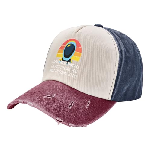 YHRYHYM Distressed Denim Baseballmütze Murderbot Diaries SecUnit Macht Keine Drohungen Freizeitmode Eine Gewaschene Baseballmütze Hut Klassische Mode Retro Mütze von YHRYHYM