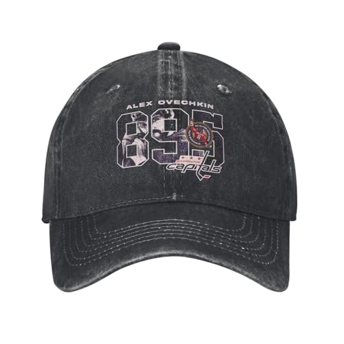 YHRYHYM Klassische Baseballkappe Alex Ovechkin Capitals 895 Karriereziele Baseballkappe Klassische Distressed Washed Hockey Snapback Cap Unisex Outdoor Verstellbarer Hut Unverzichtbar für den Sommer von YHRYHYM