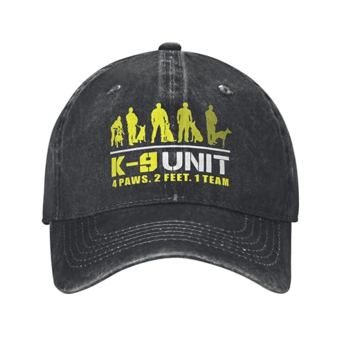 YHRYHYM Klassische Baseballmütze K9-Unit-Malinois-Team Handler Baseballmützen Distressed Denim Taktische Polizei Hund Squad Kopfbedeckung Unisex Outdoor Workouts Geschenk Hut Essential für den Sommer von YHRYHYM