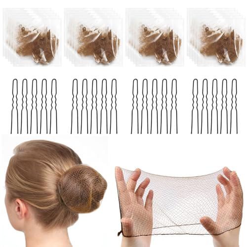 20 Stück Duttnetze braun, Haarnetz mit 20 Stück U-förmigen Clips, Haarnetze für Dutt, Ballett, Haarnetz, für Mädchen und Damen, elastisch und dehnbar 20 Stück Duttnetze braun, Haarnetz mit 20 Stück U-förmigen Clips, Haarnetze für Dutt, Ballett, Haarnetz, für Mädchen und Damen, elastisch und dehnbar von YHTCC
