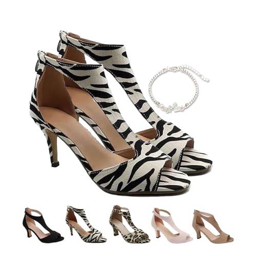 YHTRFD Orthopädische High Heels für Damen, Sommer, offene Zehen, lässige Pumps, Kleid, Strand, Boho-Sandalen, Fischmaulschuhe, zebra, 35 EU von YHTRFD