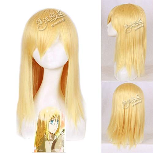 Angriff auf Titan Christa Lenz Cosplay Perücken Mittellang Gerade Gold Hitzebeständige synthetische Haarperücken für Frauen Mädchen weiblich Angriff auf Titan Christa Lenz Cosplay Perücken Mittellang Gerade Gold Hitzebeständige synthetische Haarperücken für Frauen Mädchen weiblich von YHWW