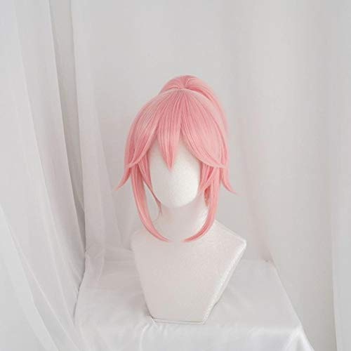 【AniHut】 Tamamo No Mae Wellig Lockig Ver Schicksal Schicksal Großauftrag Cosplay Perücke Tamamo Katze Rosa Frauen Haar FGO Cosplay Halloween Haar Tamamo Katze Perücke Einzel Pferdeschwanz von YHWW