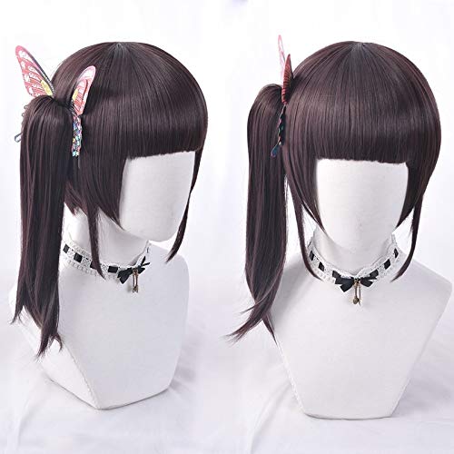 Anime Dämonentöter Tsuyuri Kanawo Cosplay Perücke Kimetsu no Yaiba Cosplay Schwarz Halloween Perücke Kostüme + Perücke Cap von YHWW