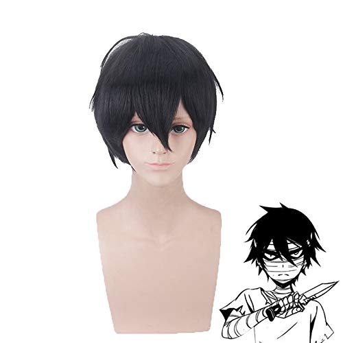 Anime Engel des Todes Zack Isaac Foster Schwarze kurze Perücke Cosplay Kostüm Männer Hitzebeständige synthetische Haare Party Perücken von YHWW