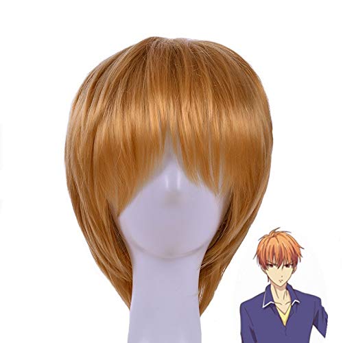 Anime Früchte Korb Cosplay Soma Souma Kyo Kurze Orange Gerade Perücke Hitzebeständige Kunsthaar Männer Cosplay Perücke + Perücke Kappe von YHWW