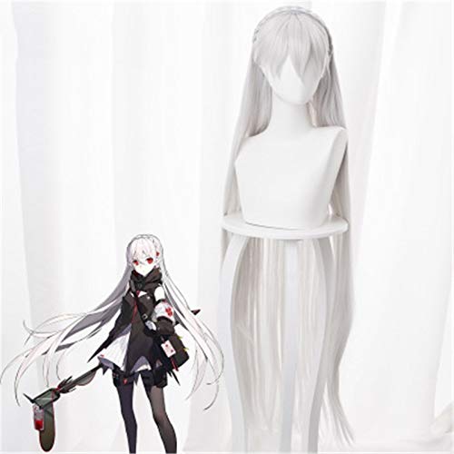 Anime-Spiel Arknights Cosplay Warfarin Kostüm Perücken Lang Silber Weiß Hitzebeständig Synthetisches Haar für Erwachsene Rollenspiel Perücke Anime-Spiel Arknights Cosplay Warfarin Kostüm Perücken Lang Silber Weiß Hitzebeständig Synthetisches Haar für Erwachsene Rollenspiel Perücke von YHWW