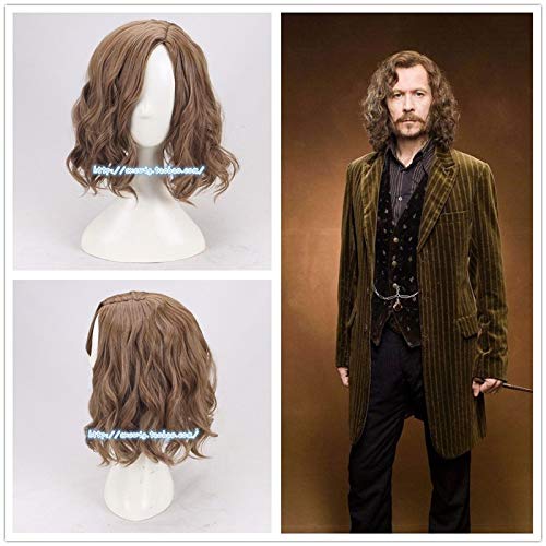 Cosplay Sirius Brown Wellige Perücke Cosplay Perücke Halloween Rollenspiel Sirius Black Hair Kostüme Mit Haarkappe von YHWW