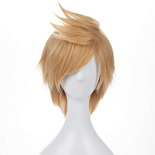 FF15 Final Fantasy XV Prompto Argentum Kurzes Leinenblondes Cosplay Kostüm Perücke Hitzebeständigkeit Faserhaar + Perückenkappe von YHWW