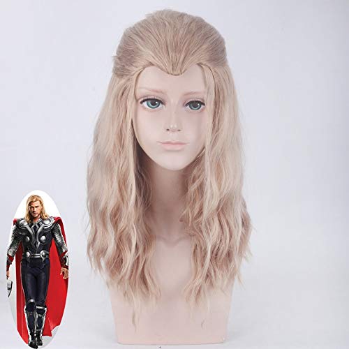 Film Blonde Brown Mix Curly Long Beauty Tipp Witwen Peak Cosplay Perücke Die Rächer Thor Odinson Purim Karneval Requisiten Perücken von YHWW