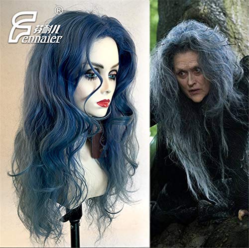 Film In den Wald Cosplay Perücke Magie Schwarzwälder Hexe Versaute Lockig Grau Blau Lang Synthetisches Haar 70cm Erwachsene Cosplay Perücken + Perücke Film In den Wald Cosplay Perücke Magie Schwarzwälder Hexe Versaute Lockig Grau Blau Lang Synthetisches Haar 70cm Erwachsene Cosplay Perücken + Perücke von YHWW