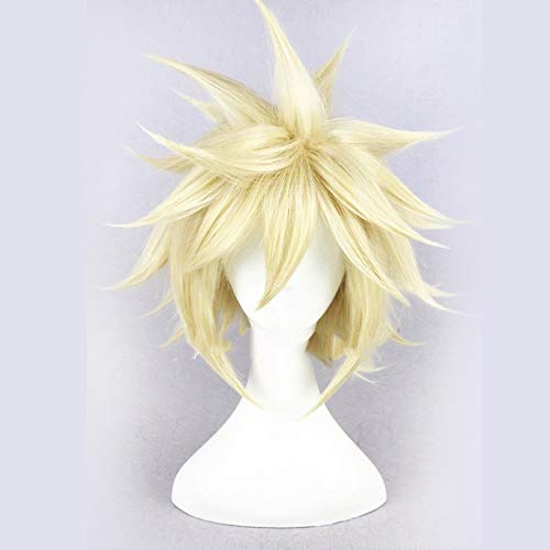 Final Fantasy VII Cloud Strife Herren kurze blonde flauschige geschichtete glatte synthetische Haare Cosplay Perücken FF7 + kostenlose Perückenkappe von YHWW