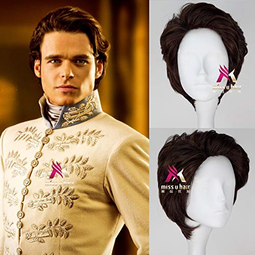 Halloween Herren Aschenputtel Prinz Charming Perücke Richard Court Party Tanzen Slicked Back Hair Cosplay-Vollhaar Kostüme von YHWW