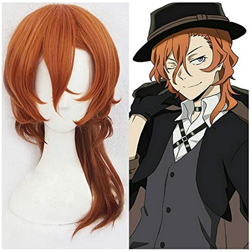 Hochwertige Anime Bungo Streunende Hunde Chuya Nakahara Chuuya Cosplay Perücke Hitzebeständige synthetische Haarperücken + Perückenkappe von YHWW