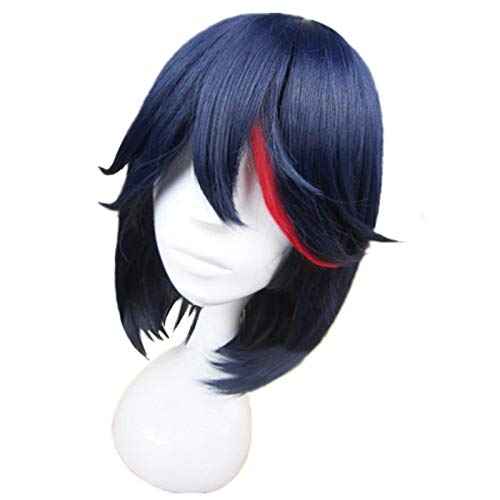 Hochwertiger Anime KILL la KILL Matoi Ryuko Kurzblau mit rotem hitzebeständigem Haar Cosplay Kostüm Perücke + Track + Perücke Cap Hochwertiger Anime KILL la KILL Matoi Ryuko Kurzblau mit rotem hitzebeständigem Haar Cosplay Kostüm Perücke + Track + Perücke Cap von YHWW