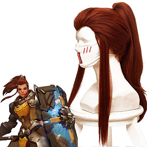 Hochwertiges Spiel Brigitte Perücken Brigitte Hitzebeständiges Kunsthaar Rot Pferdeschwanz Cosplay Perücke + Perückenkappe One Size Coffee Hochwertiges Spiel Brigitte Perücken Brigitte Hitzebeständiges Kunsthaar Rot Pferdeschwanz Cosplay Perücke + Perückenkappe One Size Coffee von YHWW