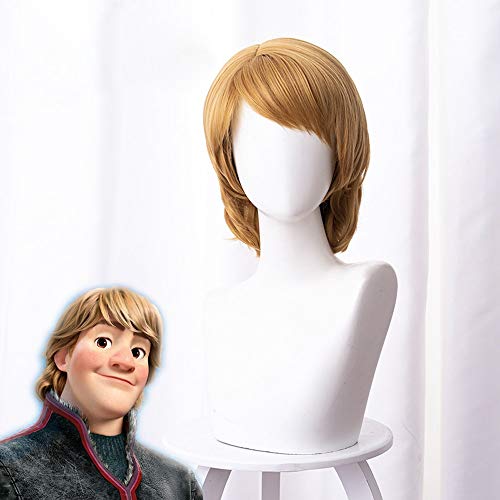 Kristoff Cosplay Perücke 30cm kurze gerade gerade hitzebeständige synthetische Haarparty männliche Männer erwachsene Perücke + freie Kappe Kristoff Cosplay Perücke 30cm kurze gerade gerade hitzebeständige synthetische Haarparty männliche Männer erwachsene Perücke + freie Kappe von YHWW