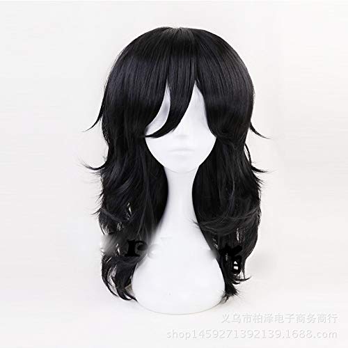 Meine Boku no Hero Academia Shouta Aizawa 45 cm lange gewellte schwarze hitzebeständige Cosplay-Kostümperücke + Perückenkappe von YHWW