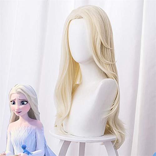 Olafs Abenteuer II Prinzessin Elsa Cosplay Perücke Halloween Phantasie Schnee wachsen Königin Elsa 65cm langes gewelltes Partygeschenk + kostenlose Perückenkappe Olafs Abenteuer II Prinzessin Elsa Cosplay Perücke Halloween Phantasie Schnee wachsen Königin Elsa 65cm langes gewelltes Partygeschenk + kostenlose Perückenkappe von YHWW