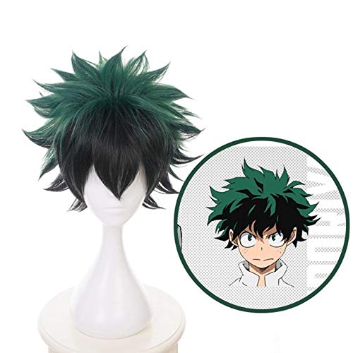 Perücke Meine Boku no Hero Academia Izuku Midoriya Kurze grüne schwarze synthetische Haare hitzebeständige Cosplay-Kostümperücke von YHWW