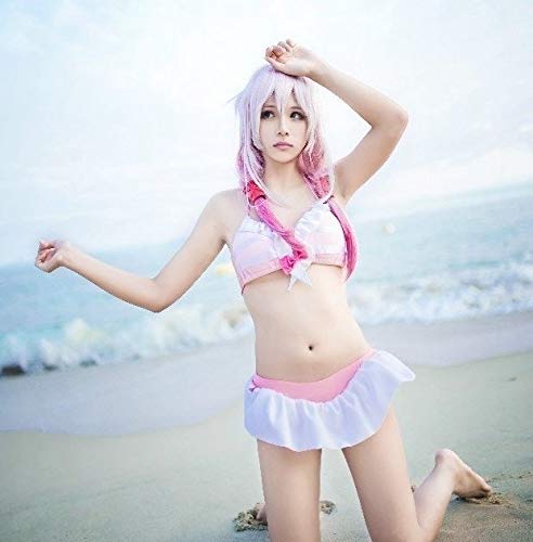 Schuldige Krone Yuzuriha Inori Cosplay Perücke 60cm lang gerade rosa rot gradienten hitzebeständige synthetische Anime Perücke für Frauen weiblich von YHWW