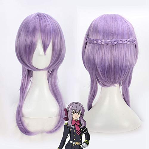 Seraph des Endes Hiiragi Shinoa Cosplay Perücken für Frauen Weiblich 60cm 23,6"Mittellang Gerade Anime Fake Hair Perücke Sale Lila von YHWW