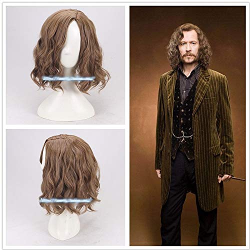Sirius Brown Curly Wig Cosplay Wig Halloween Role Play Sirius Black Hair Costumes+Wig Cap von YHWW