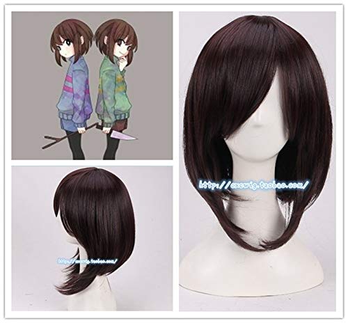 Spiel Undertale Cosplay Frisk Cosplay Perücke Frauen Rollenspiel Frisk Dunkel Haar Perücke Kostüme + Perücke Cap von YHWW