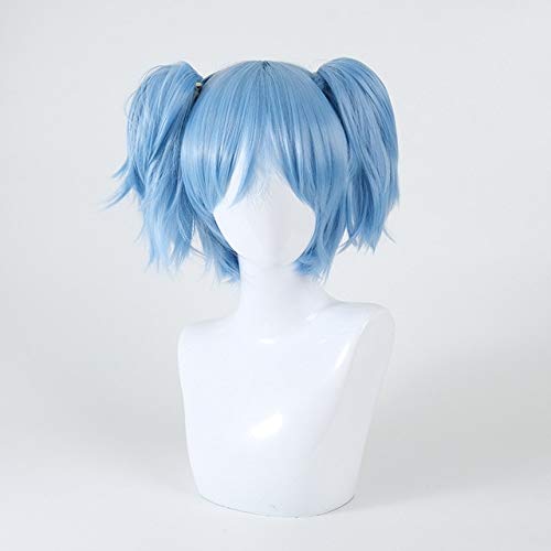 VEVEFHUANG Sally Gesicht Sallyface Sally Cosplay Perücke Kurze blaue hitzebeständige synthetische Haarspange Pferdeschwanz Perücken mit Perückenkappe One Size Sallyface Perücke von YHWW