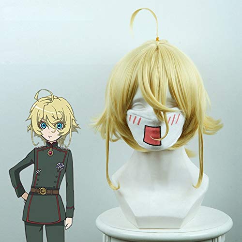 Youjo Senki Tanya von Degurechaff Cosplay Perücke Kurz Gerade für Frauen Hitzebeständiges Kunsthaar Anime Kostüm Perücke Blond von YHWW