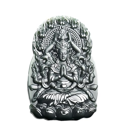 YHYQiFei Hetian Jade Natürlicher Nephrit Jade Quan Yin Anhänger Amulett handgeschnitzt Glücksamulett Jade Schmuck Chinesisches Feng Shui, Hetian Jade, Anhänger aus Hetian-Jade, natürlicher Nephrit von YHYQiFei