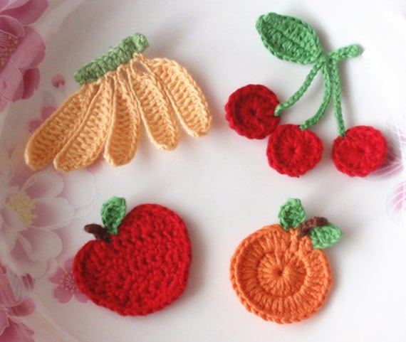 4 Gehäkelte Früchte in Äpfeln, Banada, Kirsche, Orange Yh - 087-01 4 Gehäkelte Früchte in Äpfeln, Banada, Kirsche, Orange Yh - 087-01 von YHcrochet