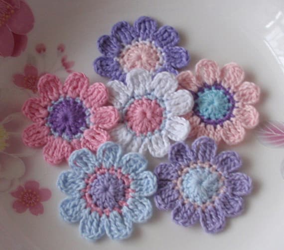 6 Häkelblumen in 1-1/2 Zoll Yh - 051-04 6 Häkelblumen in 1-1/2 Zoll Yh - 051-04 von YHcrochet