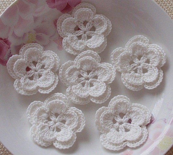 6 Häkelblumen in Weiss Yh-022-05 6 Häkelblumen in Weiss Yh-022-05 von YHcrochet