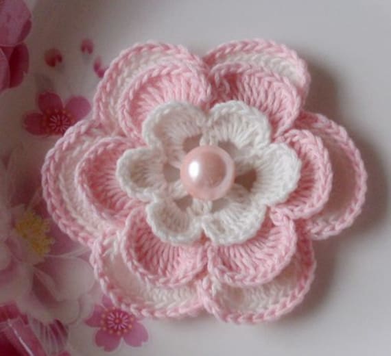 Größere Häkelblume in 3 Zoll Yh - 027-01 von YHcrochet