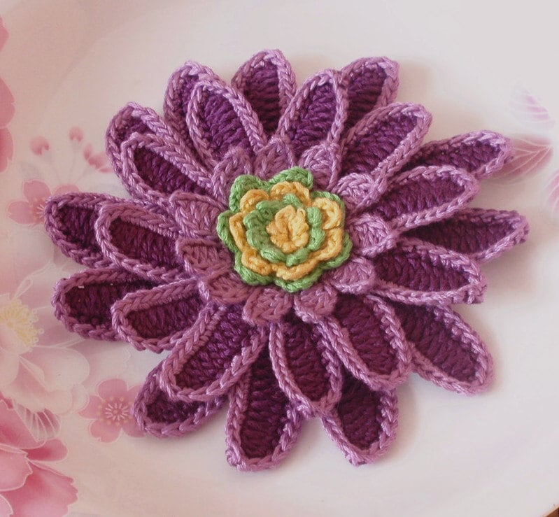 Größere Häkelblume in 4 Zoll Yh-119-02 von YHcrochet