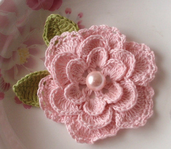 Häkelblume Mit Blättern in 3-1/4 Zoll Yh-099-06 Häkelblume Mit Blättern in 3-1/4 Zoll Yh-099-06 von YHcrochet