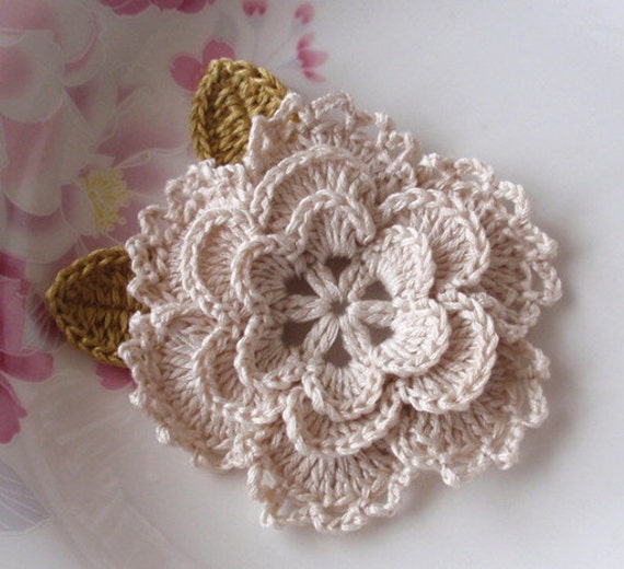 Häkelblume Mit Blättern in 3-1/4Inches Yh-099-01 Häkelblume Mit Blättern in 3-1/4Inches Yh-099-01 von YHcrochet