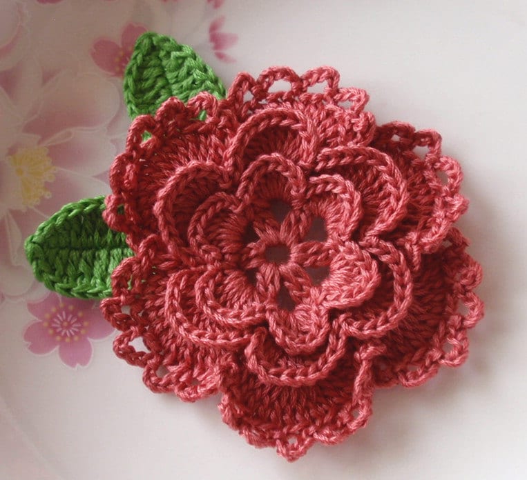 Häkelblume Mit Blättern in 3-14 Zoll Yh-099 von YHcrochet