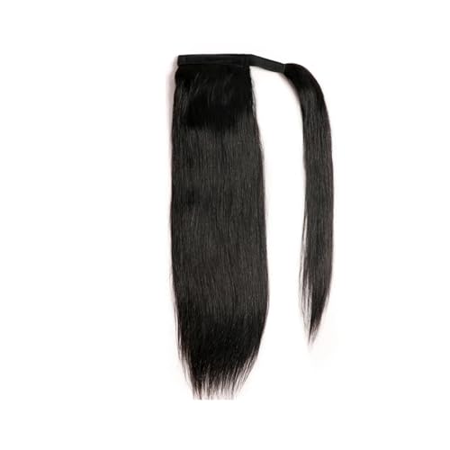 Natürlich Echthaar-Pferdeschwanz for Anklipsen, Haarverlängerung, glattes Haar, um den Pferdeschwanz gewickelt, for schwarze Frauen Atemberaubender Look(20inches) von YHxFlux