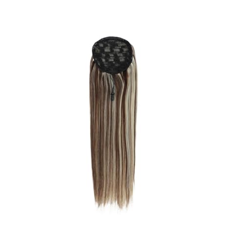 Natürlich Gerader Pferdeschwanz mit Kordelzug, 100% Echthaar-Extensions, Clip-In-Haarverlängerungen for Frauen, brasilianischer Pferdeschwanz Atemberaubender Look(18inches) von YHxFlux