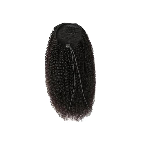 Natürlich Kinky Curly Pferdeschwanz, Remy Echthaar, Kinky Ponytail, Kordelzug-Pferdeschwanz for Frauen, Naturschwarz Atemberaubender Look(20inches) von YHxFlux