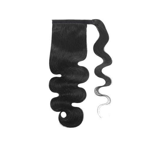 Natürlich Pferdeschwanz, gewellt, Echthaar, umwickelter Pferdeschwanz, 100% Remy-Haarverlängerung, natürliche Farbe for Frauen Atemberaubender Look(24inches) von YHxFlux
