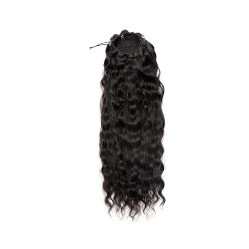 Natürlich Wellenförmiger Pferdeschwanz mit Kordelzug, Echthaar, for Anklipsen, natürliches schwarzes brasilianisches Haar for Frauen Atemberaubender Look(18inches) von YHxFlux