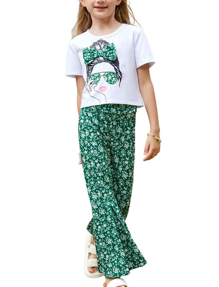 YI Kinderanzug Sommer Mädchen Kleidung Kinder Set Kurzärmelige T-Shirt-Outfits von YI